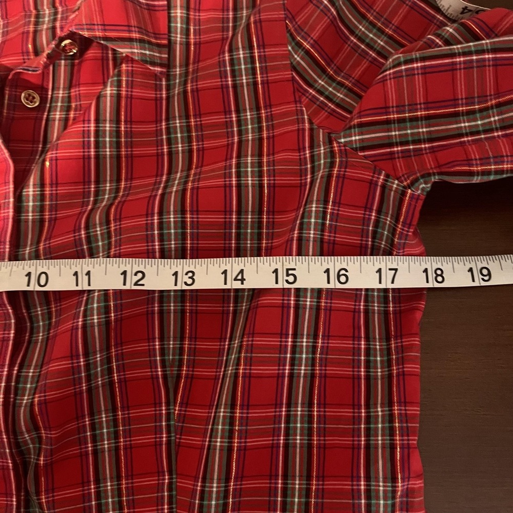 Talbots Shirt Womens 2 Red Plaid Button Front Long Sleeve Non Iron Stretch Top - Picture 5 of 6